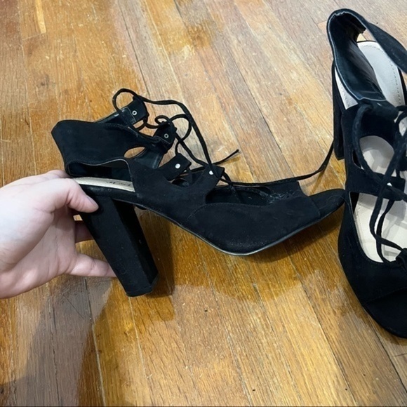 🩷 just fab black lace up chunky heels - Picture 7 of 12